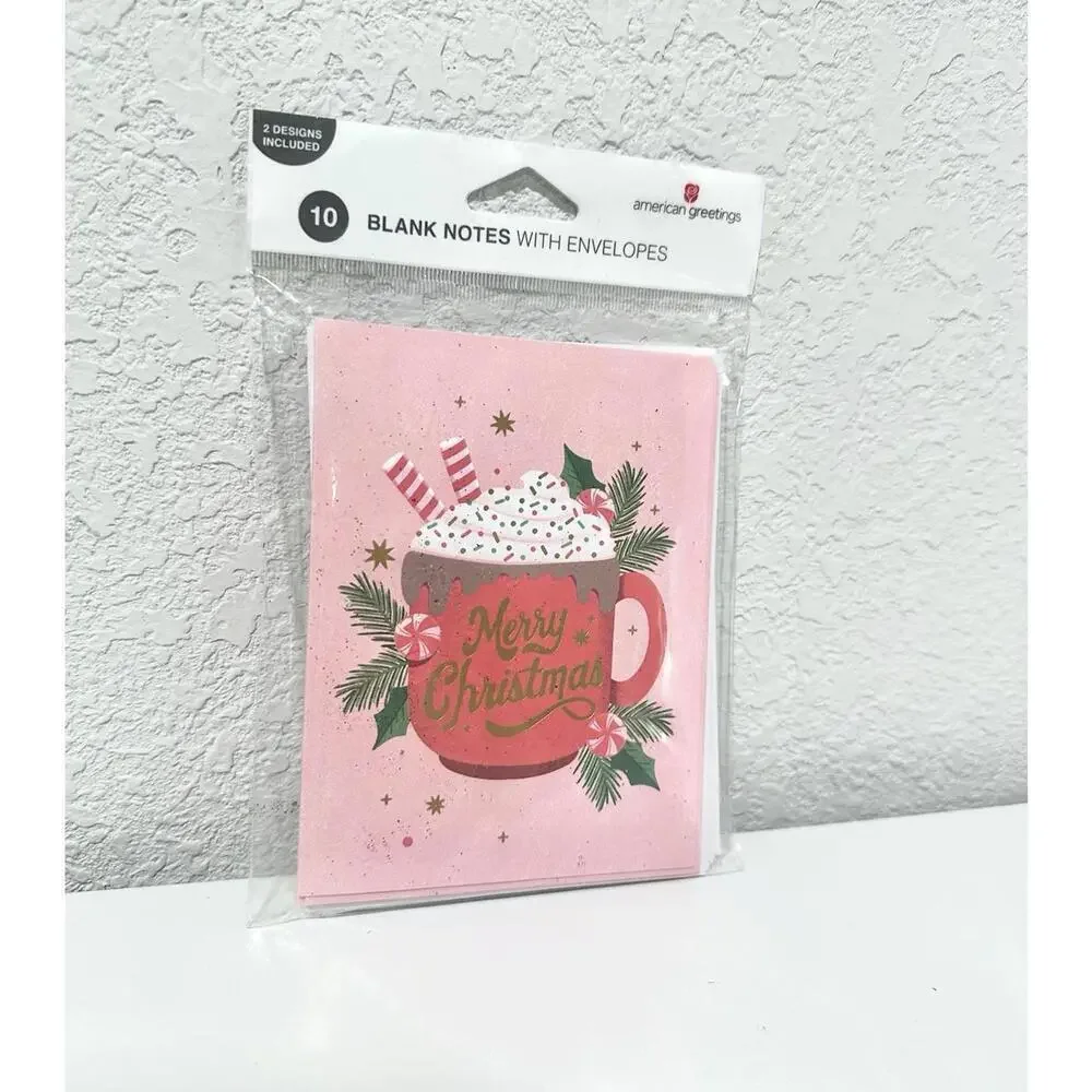 NEW American Greetings Christmas Blank Note Cards White Envelopes 2 Design 10ct